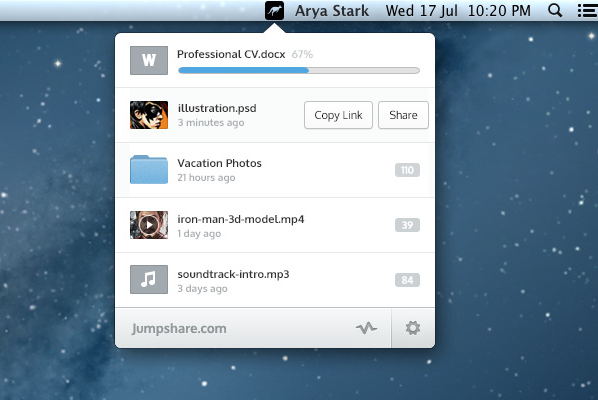Jumpshare mac menu bar app