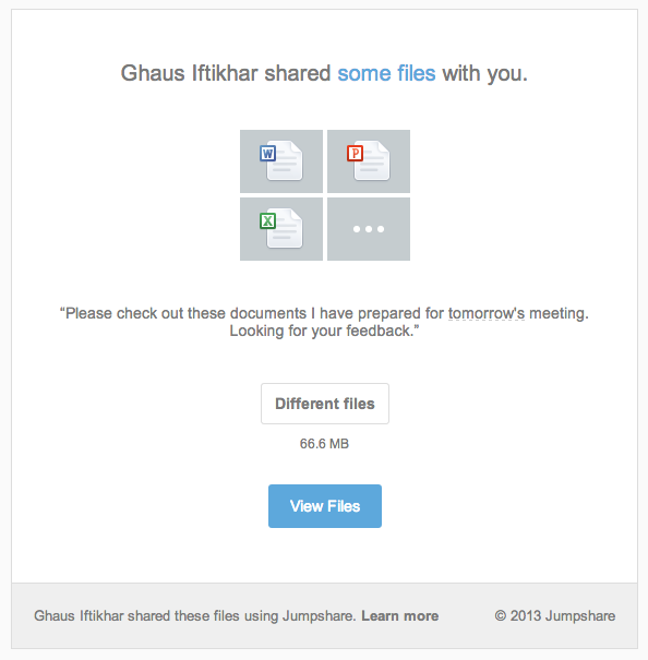 File sharing with message