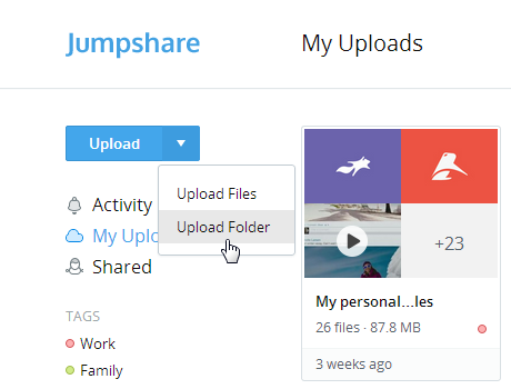 Upload folder Jumpshare
