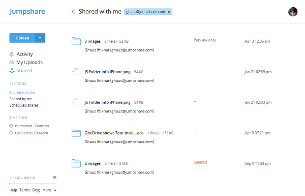 Filter Shared files by email