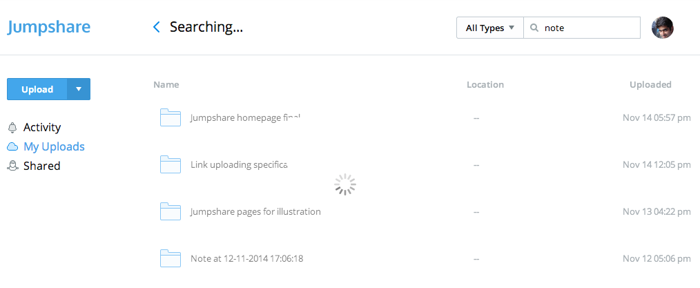 jumpshare real-time search