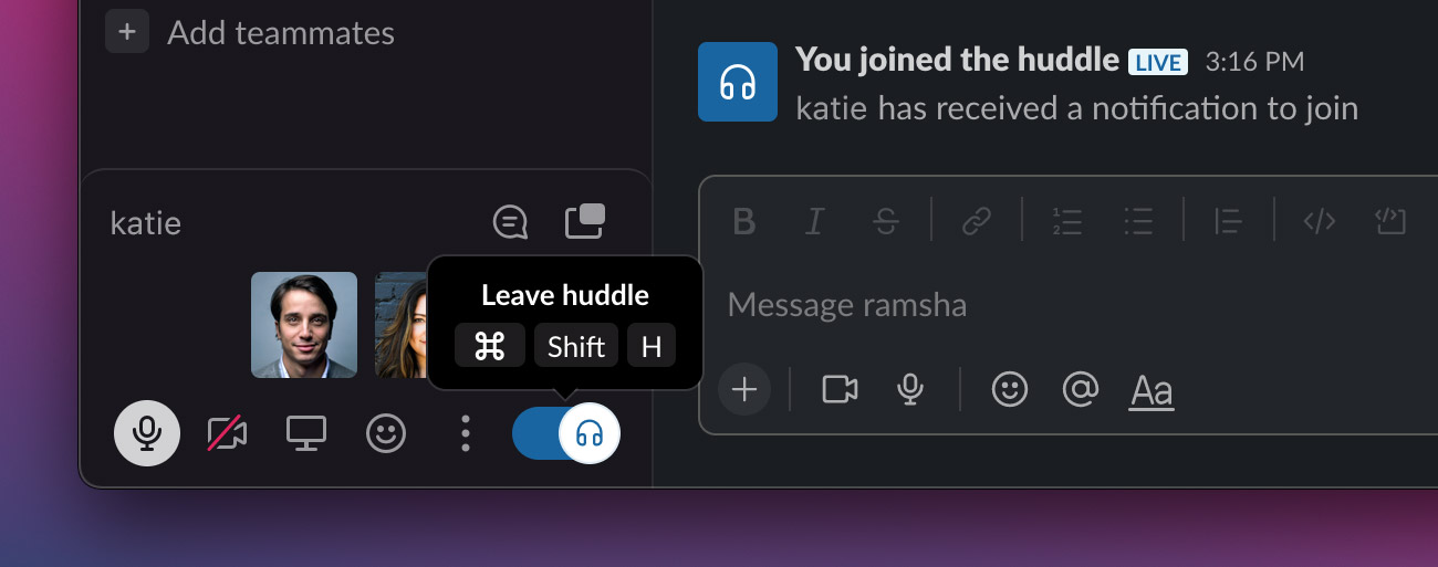 How to Leave a Slack Huddle
