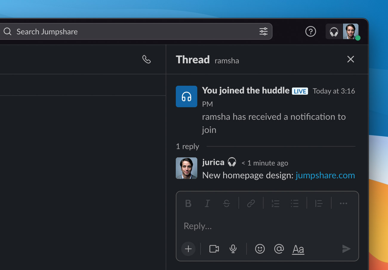 Huddle Notes Message Thread