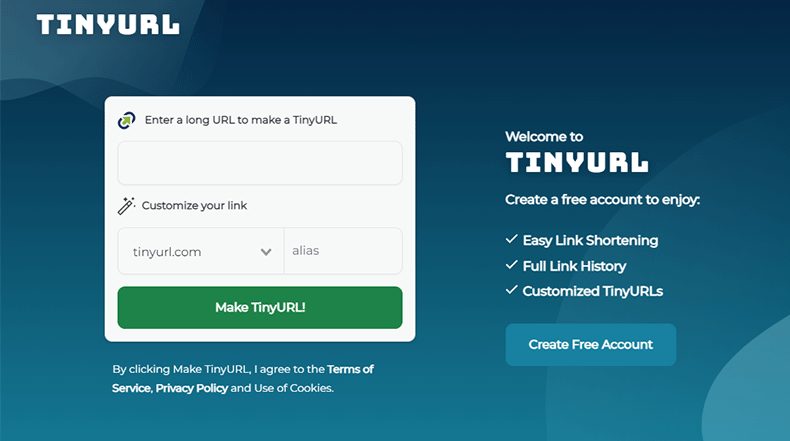 TinyURL link shortener