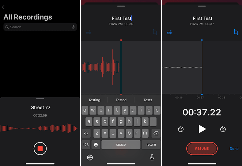 Voice recording on iPhone
