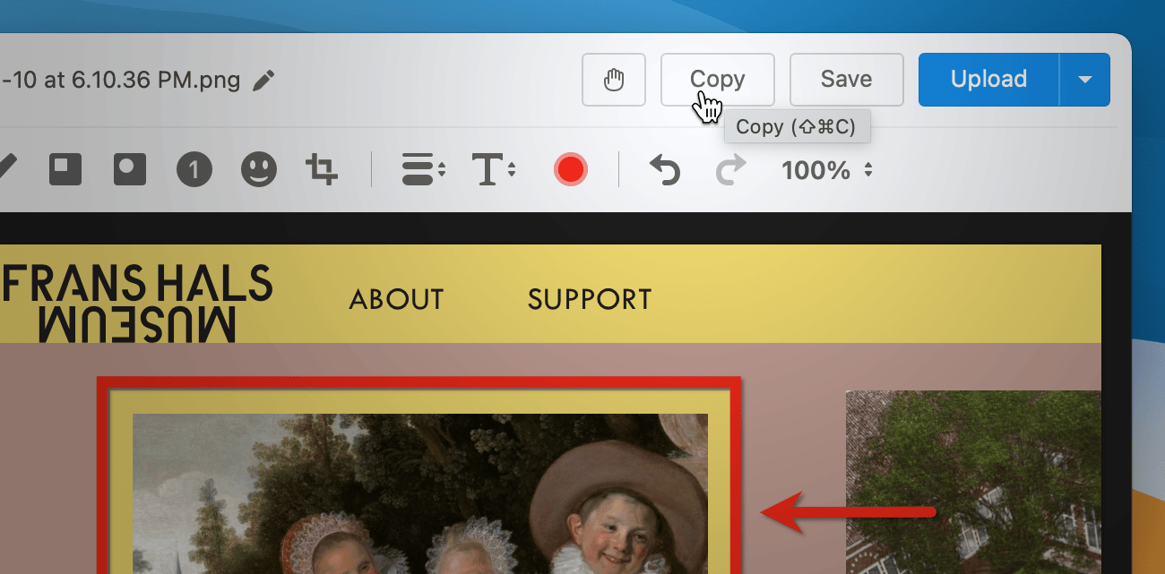 Image Annotation hotkey shown in tooltip