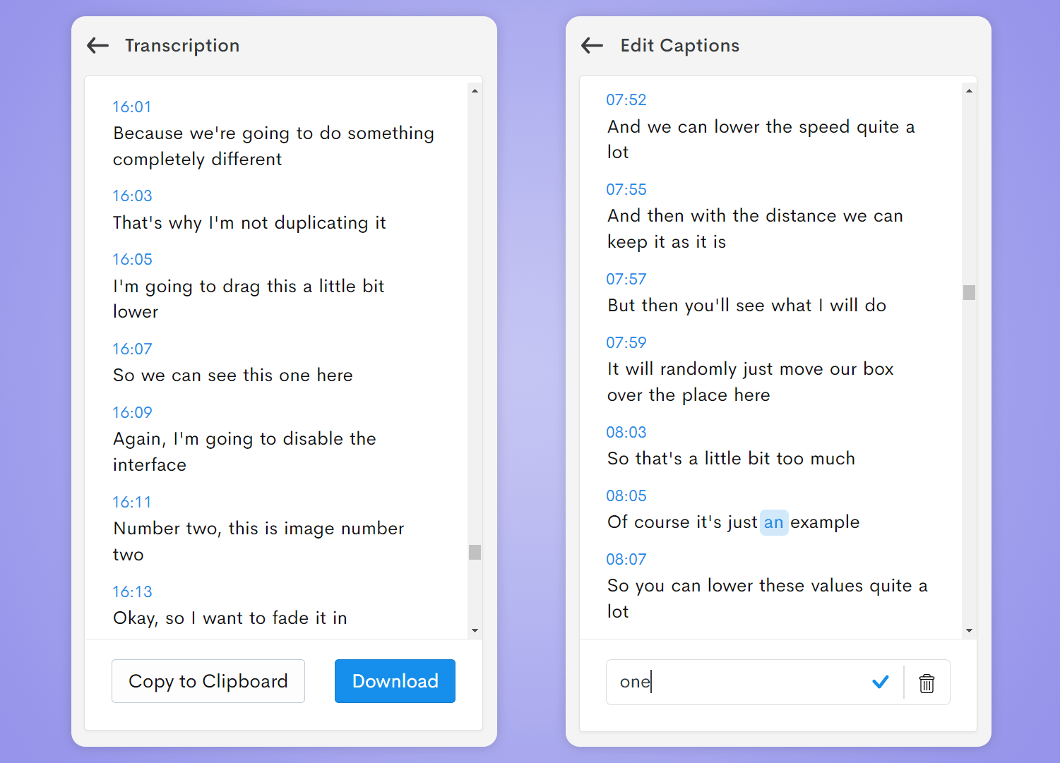 Transcription and Edit Captions