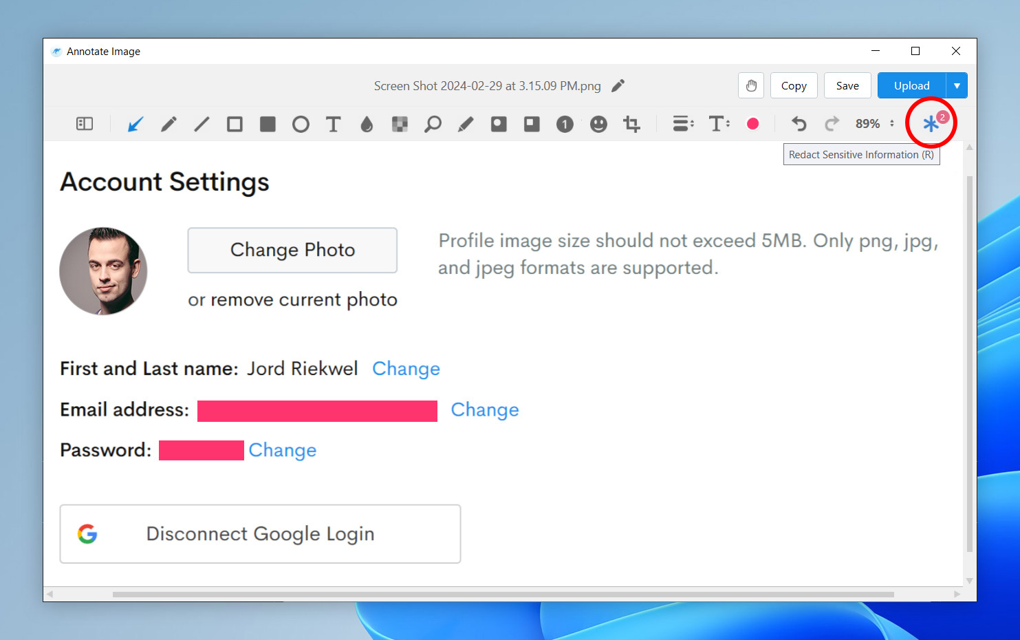 Automatically hide sensitive info