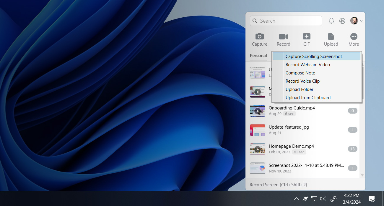 Capture Scrolling Screenshot