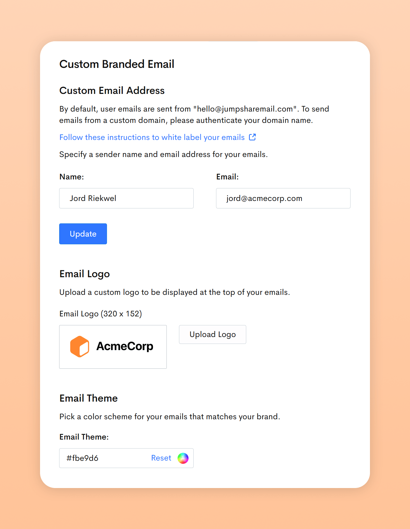 Email Customization Settings