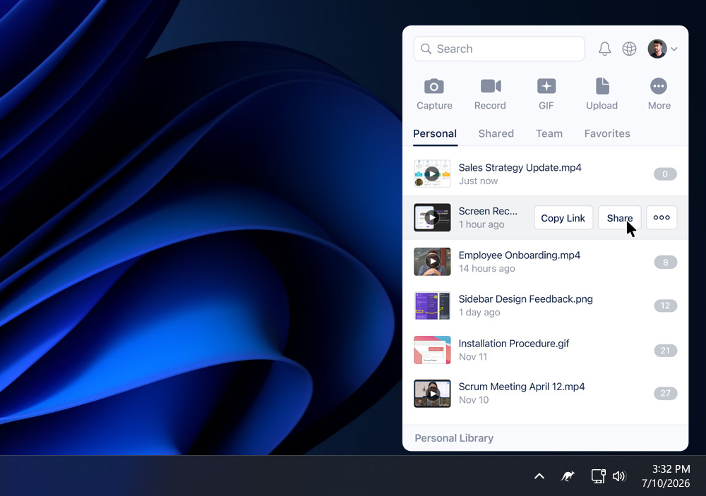 Jumpshare Share button